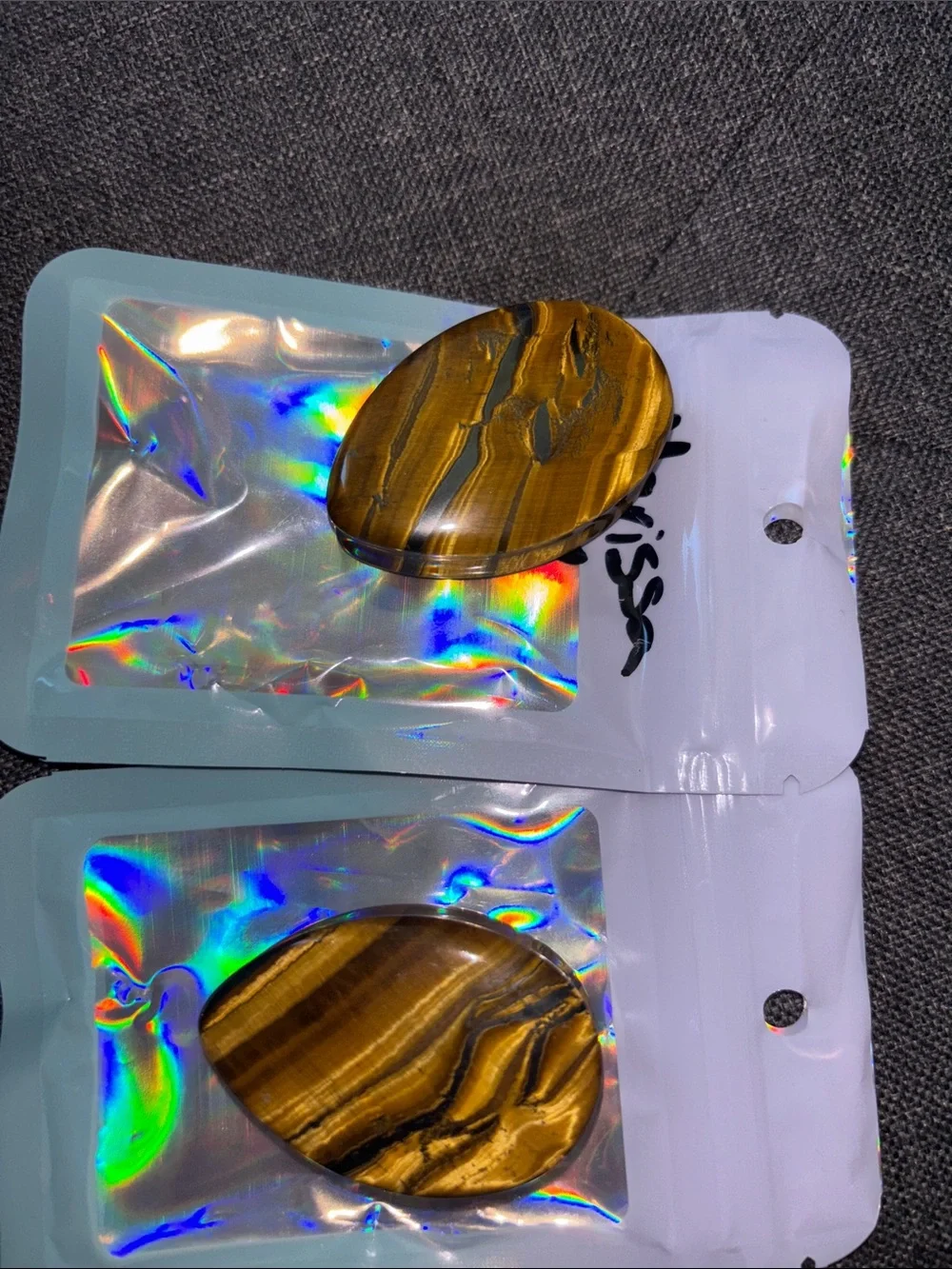 Tiger Eye Oval Palm Stone Set - Golden Brown